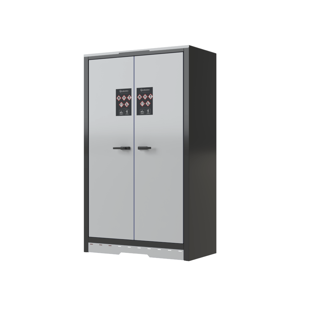 Armoire de sécurité grise 2 portes pour produits inflammables, norme EN 14470-1.