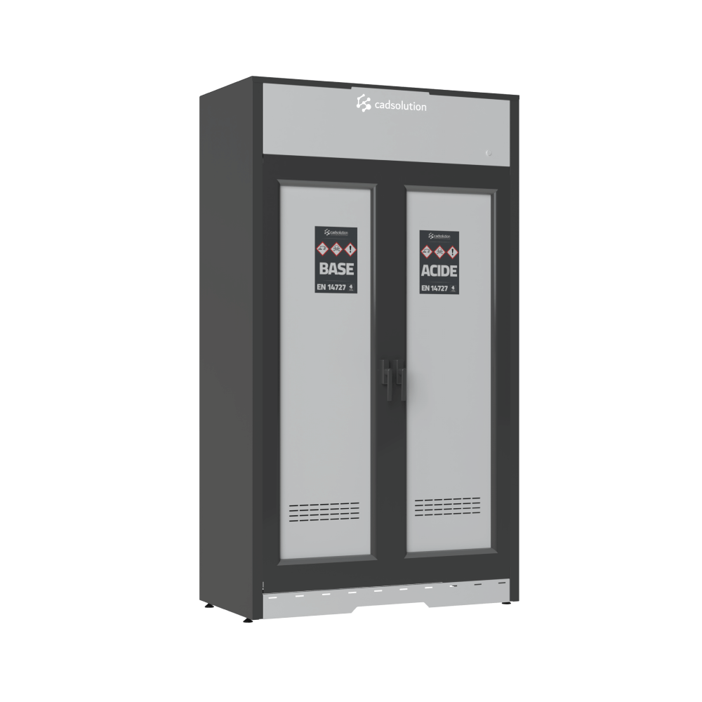 Armoire de stockage acides bases portes pleines avec caisson de filtration