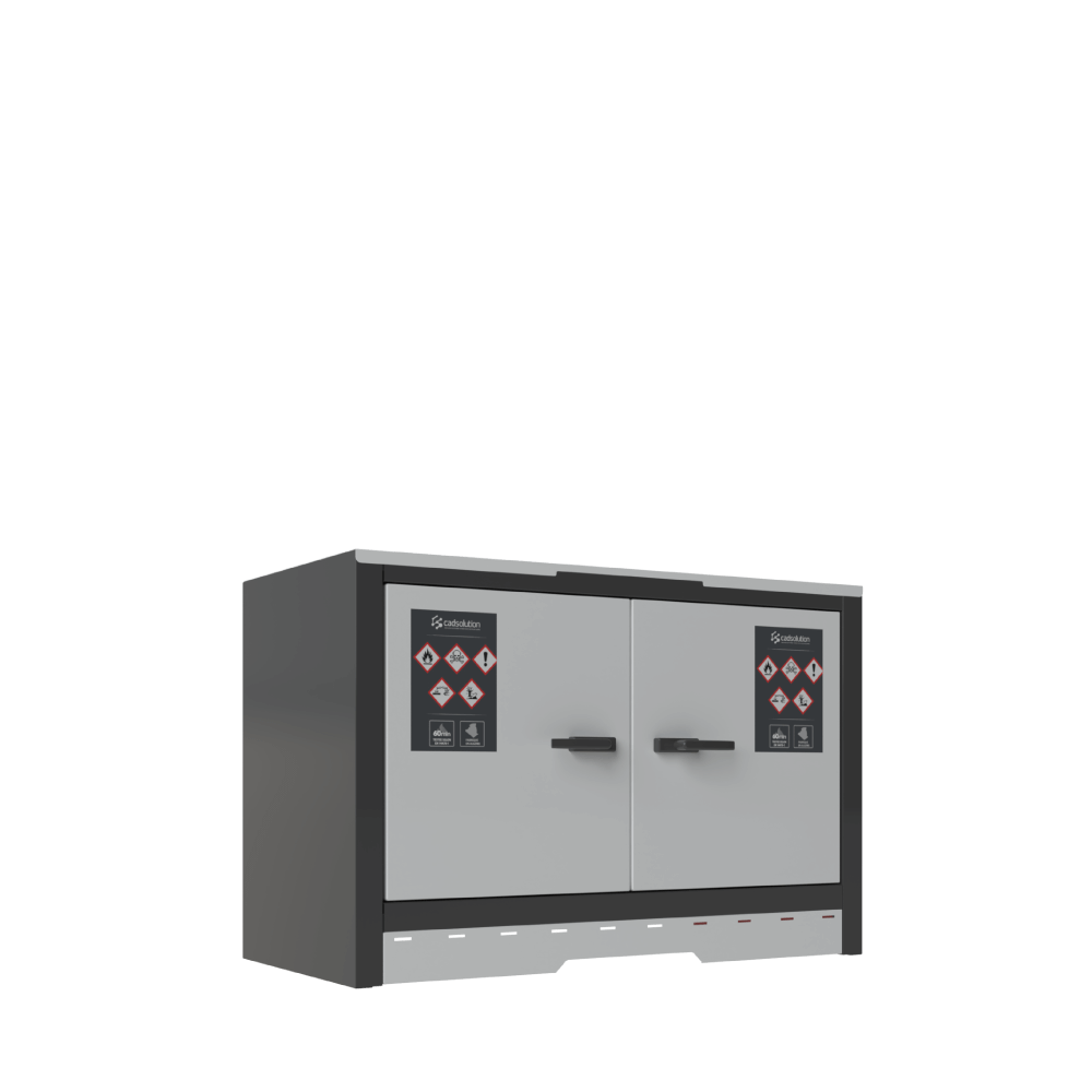 Caisson de ventilation avec filtre à charbon actif pour armoire chimique.