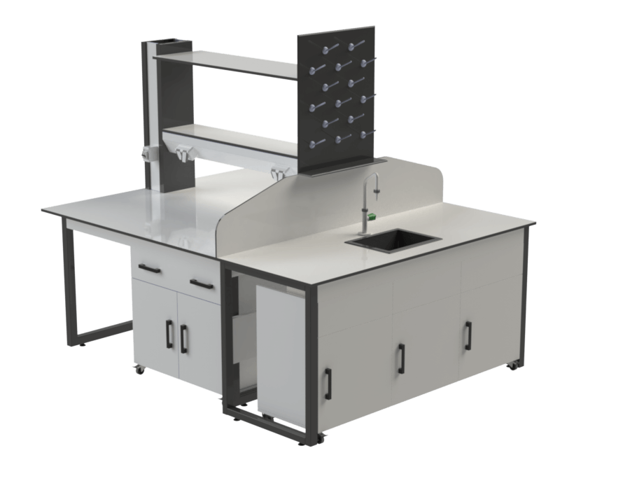 paillasse de laboratoire centrale avec laverie latirale