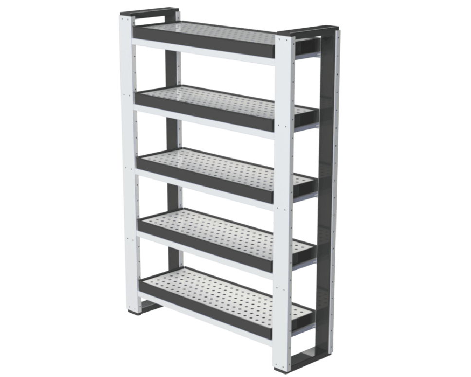 rayonnage métalique avec bac