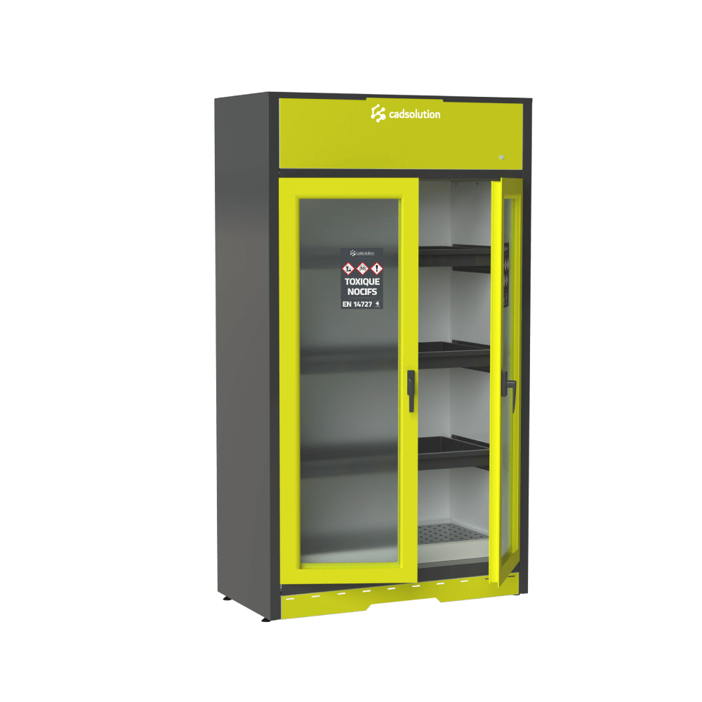 Armoire de sécurité produits toxiques porte vitrée avec caisson de filtration