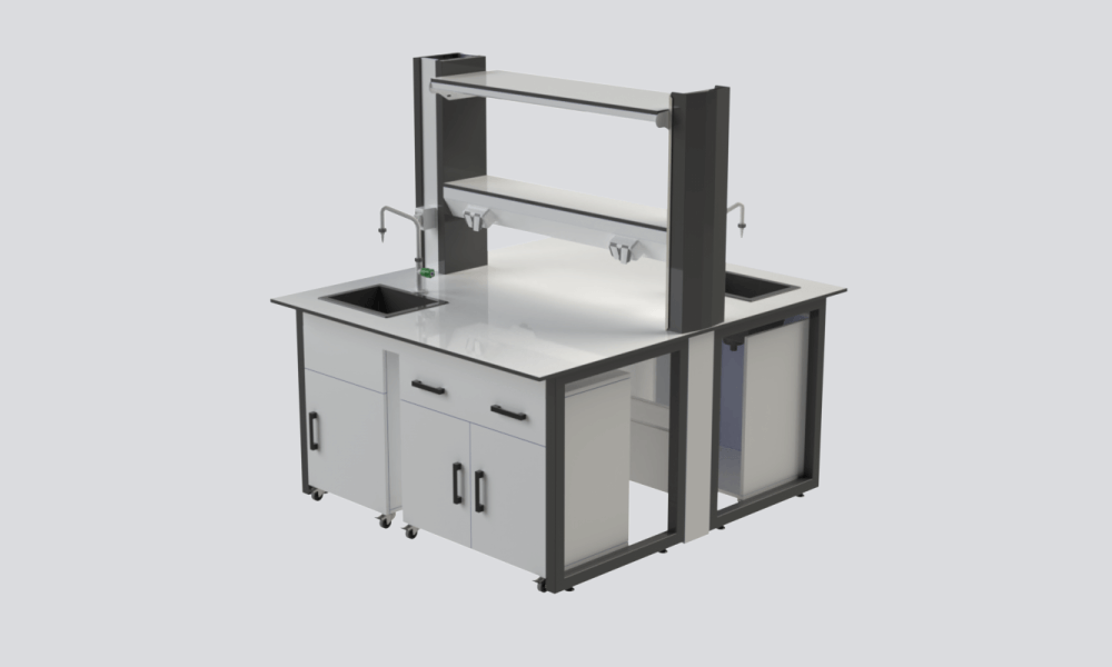 paillasse de laboratoire profesionelle centrale avec étagère humide