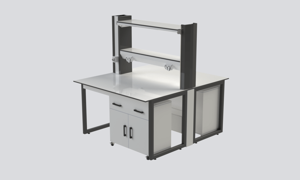 paillasse de laboratoire profesionelle centrale avec étagère sèche