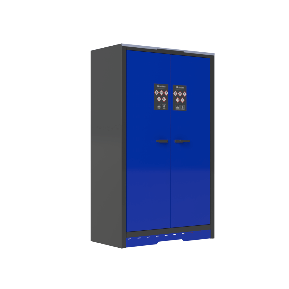 Armoire de sécurité bleue 2 portes pour 4 bouteilles de gaz, norme EN 14470-2